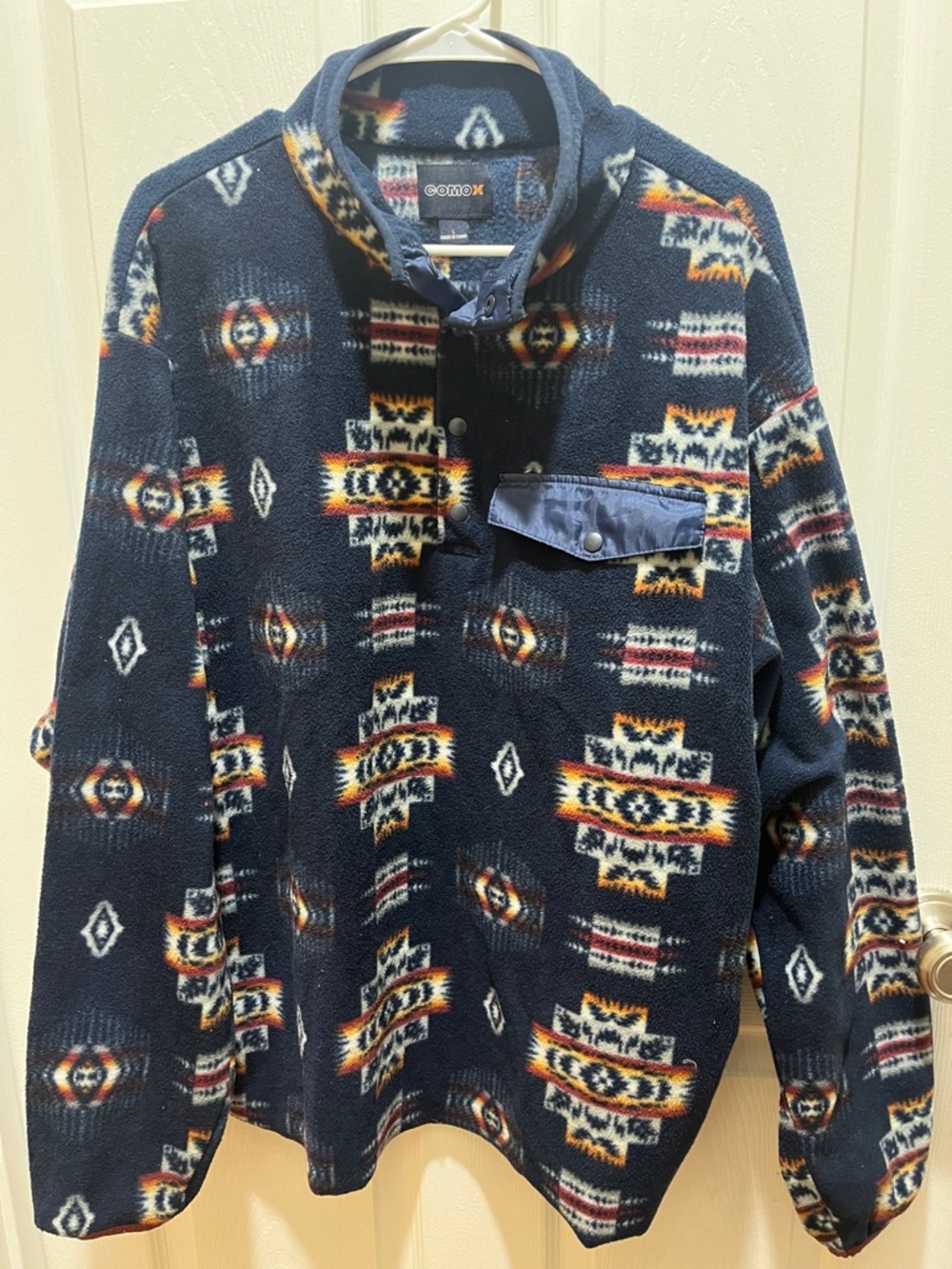 COMOX Navy Aztec Fleece Pullover